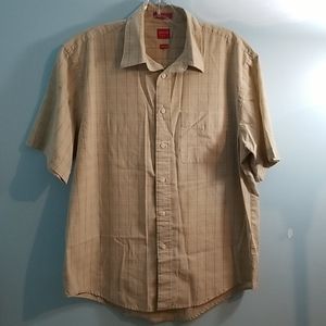 Arrow mens plaid short sleeve button up large